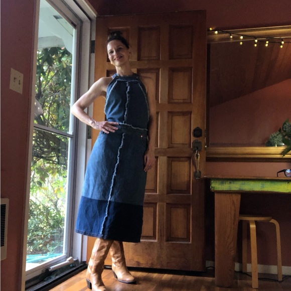 Acne Studios Midi Length Denim Bib Dress Sz 8 (could likely fit 4-10) - Picture 3 of 10